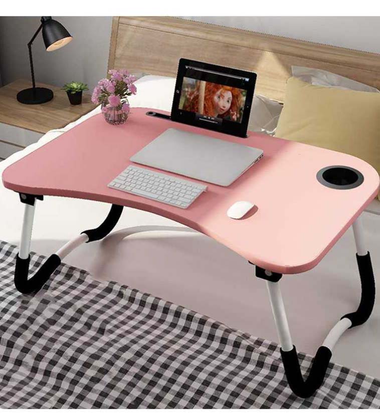 Folding Desk Home Computer Stand Laptop Desk Notebook Desk Laptop Table-Pink